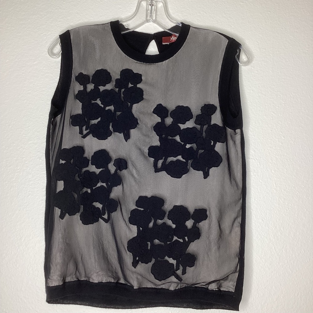 MaxMara Sleeveless Sweater Silk/Wool Tulle S